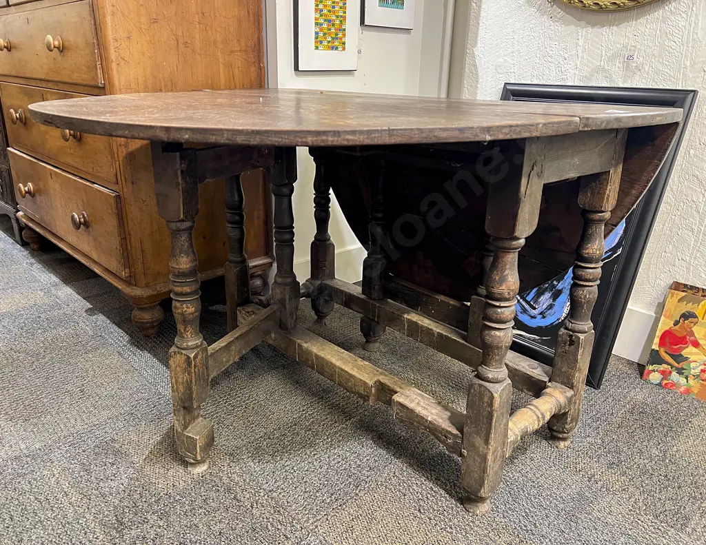 Early C18th Oak Oval Gateleg Dining Table Image 1++