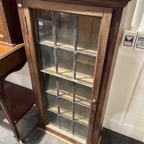 Edwardian Slender Display Cabinet with Glazed and Leaded Door