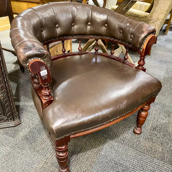 Victorian Brown Leather Club Chair