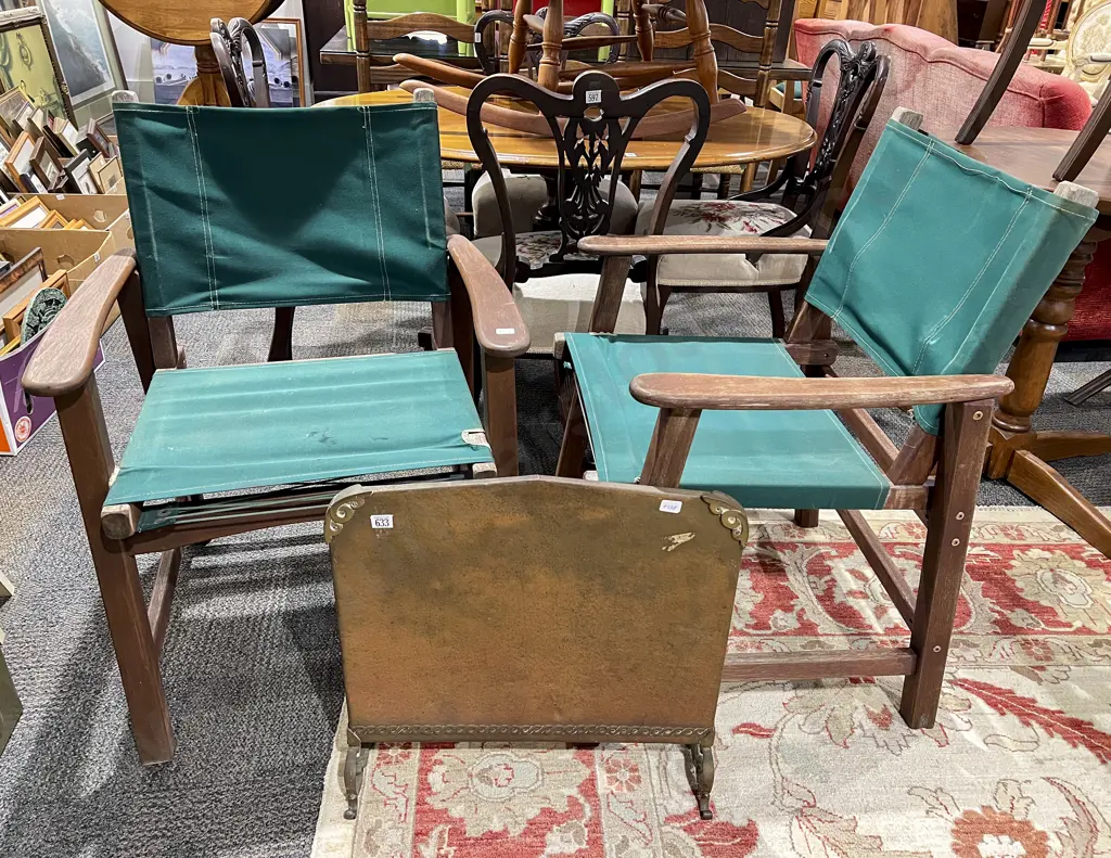 Fire Screen and Two Deck Chairs Image 1++