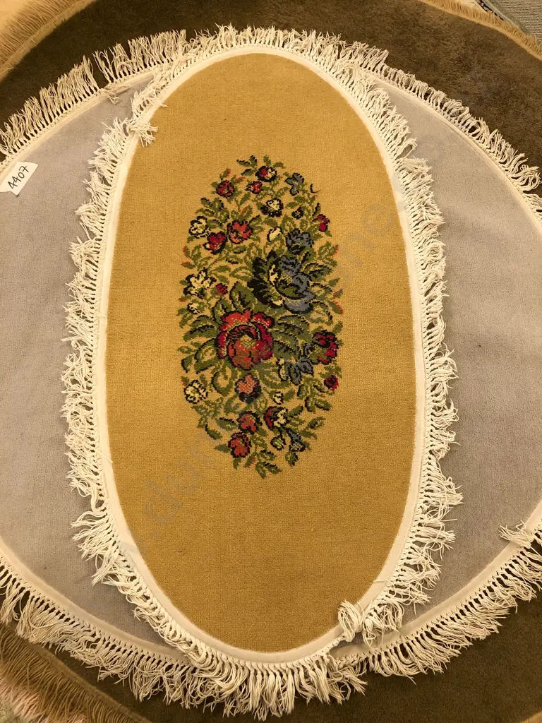Circular Floor Rug together with Oval Floor Rug with Central Floral Design Image 1++