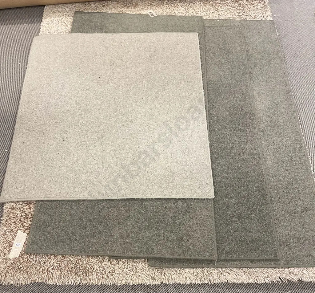 Large Modern Shag Pile Rug with Four Assorted Carpet Squares Image 1++
