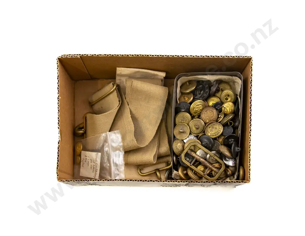 Collection Military Buttons with Arm Band Wound Dressing and Canvas Belt Image 1++