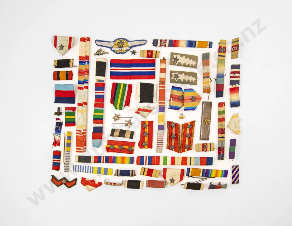 Collection Assorted Medal Ribbon Bars with Two Rosettes and Numeral 8 Image 1++