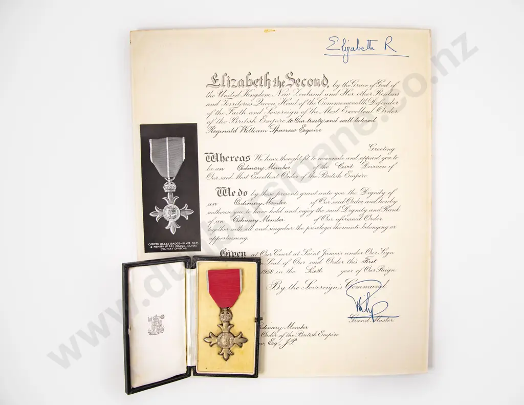 Cased Silver Order of the British Empire MBE (Civil Division) Medal to Reginald William Sparrow Esquire Image 1++