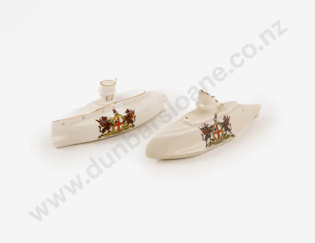 Two Crested Ware Models of WWI E Boat and Submarine Image 1++