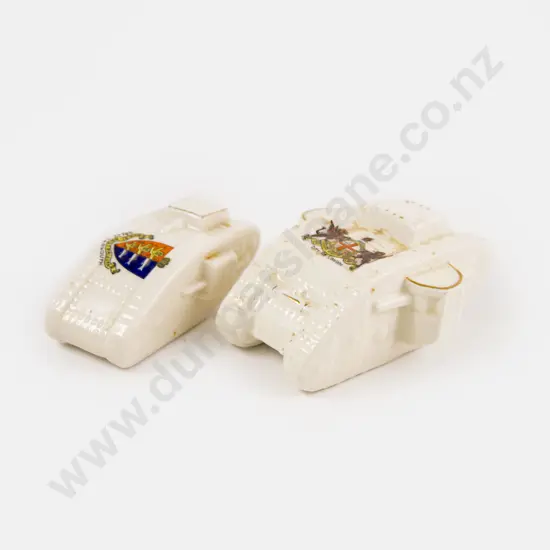 Two Crested Ware WWI Model of a Tanks