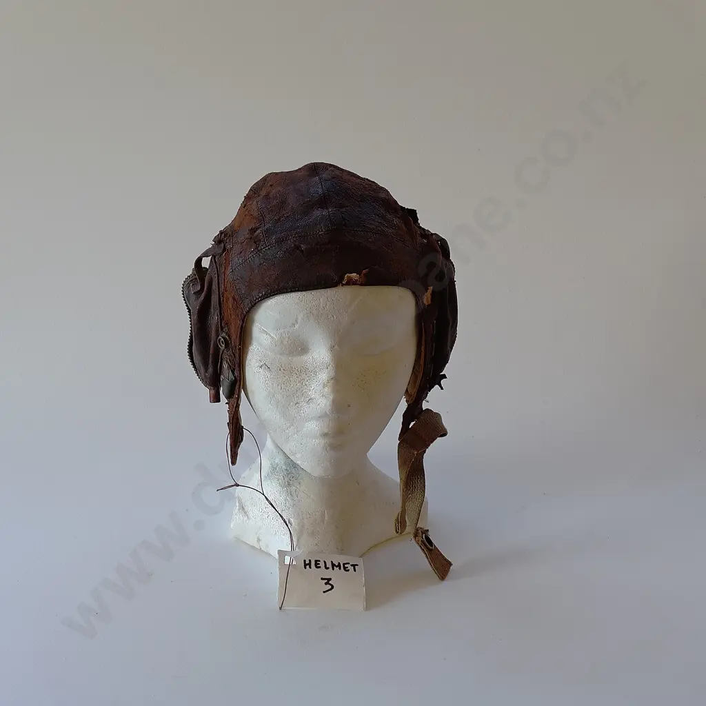 Two Military Leather and Canvas Air Crew Helmets Image 1++