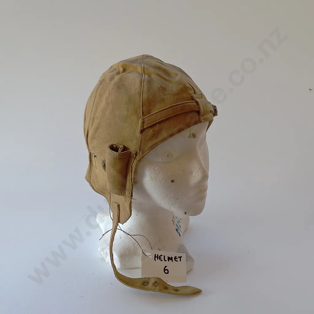 Two Military Leather and Canvas Air Crew Helmets Image 1++