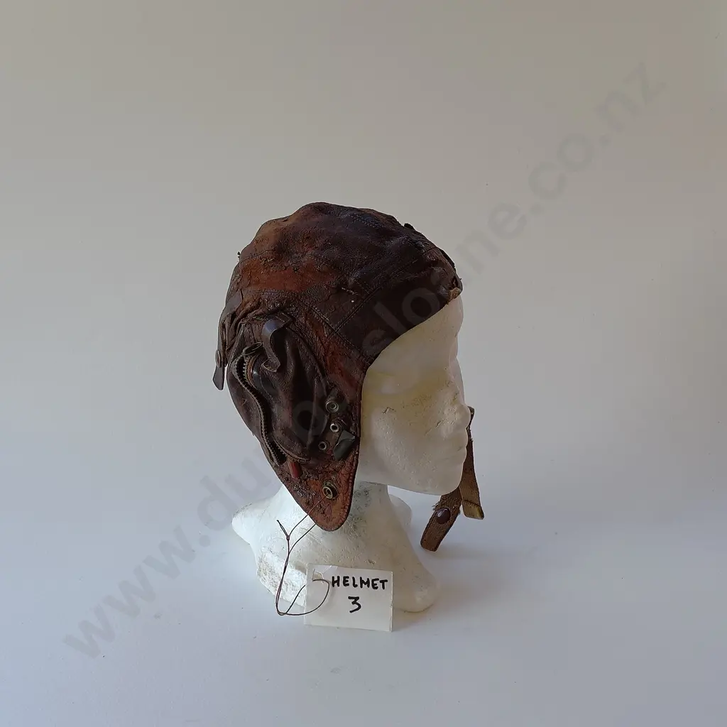 Two Military Leather and Canvas Air Crew Helmets Image 1++