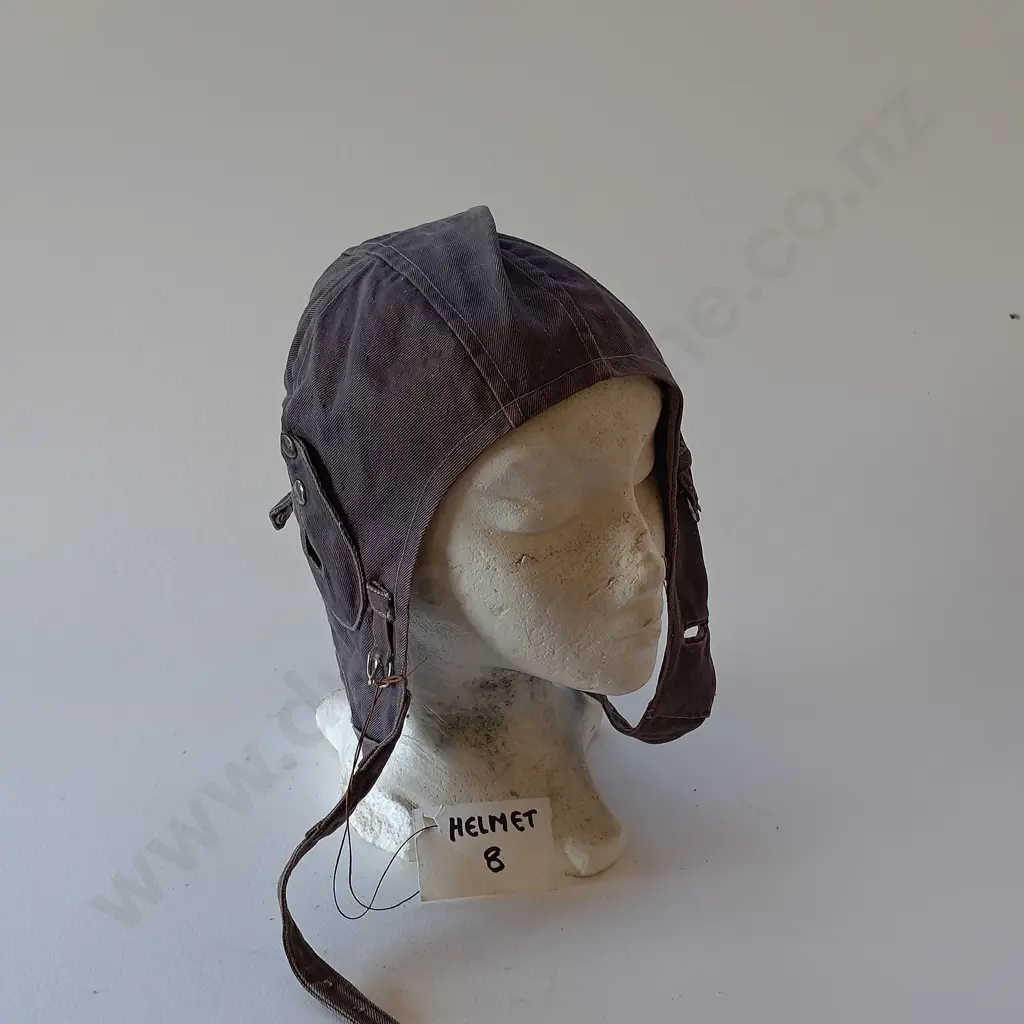 Two Military Leather and Canvas Air Crew Helmets Image 1++