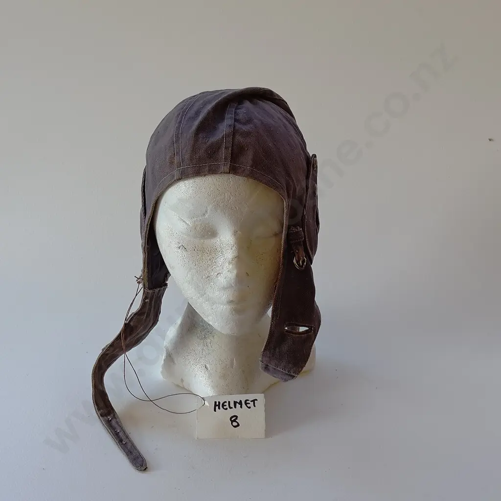 Two Military Leather and Canvas Air Crew Helmets Image 1++