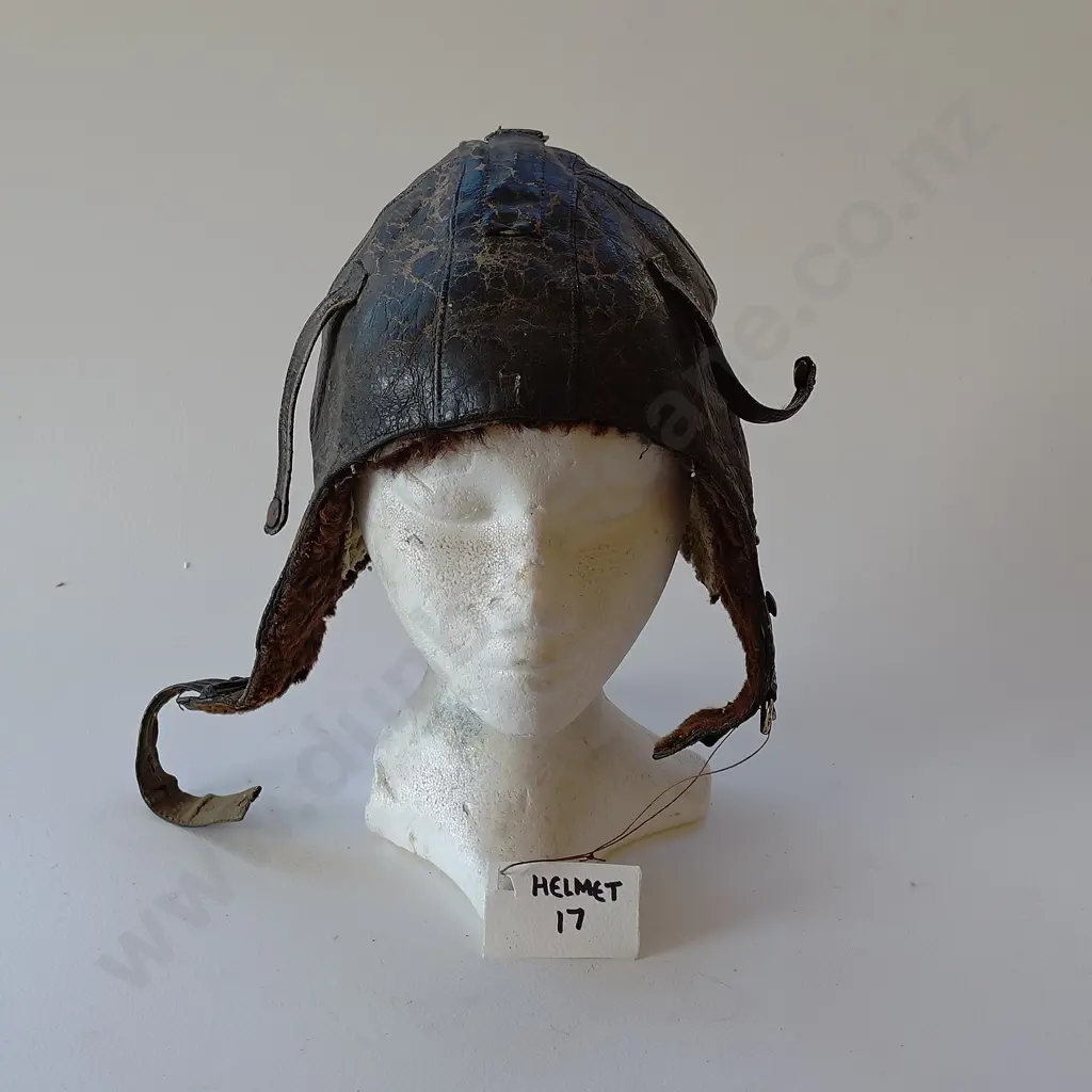 Two Military Leather and Canvas Air Crew Helmets Image 1++