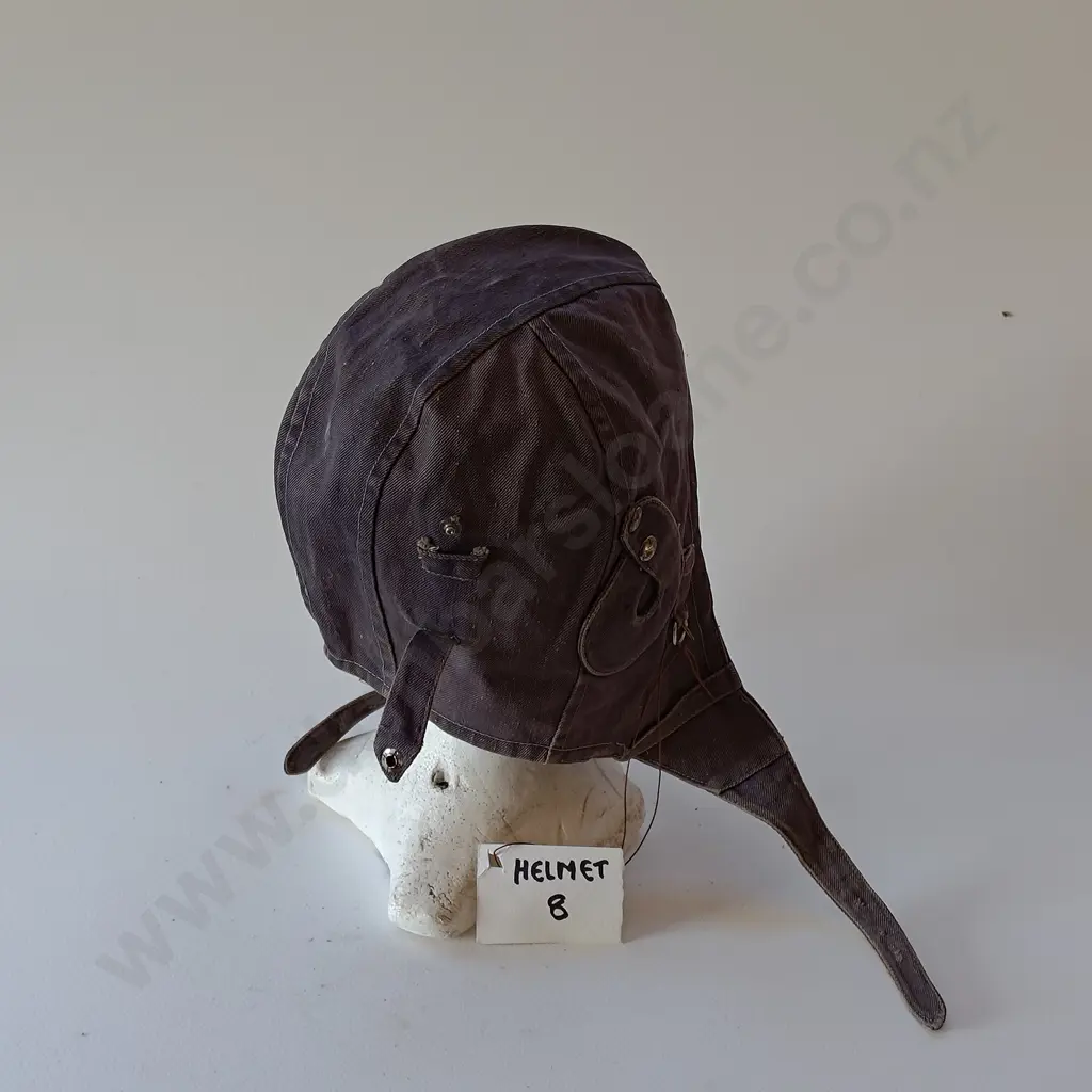 Two Military Leather and Canvas Air Crew Helmets Image 1++