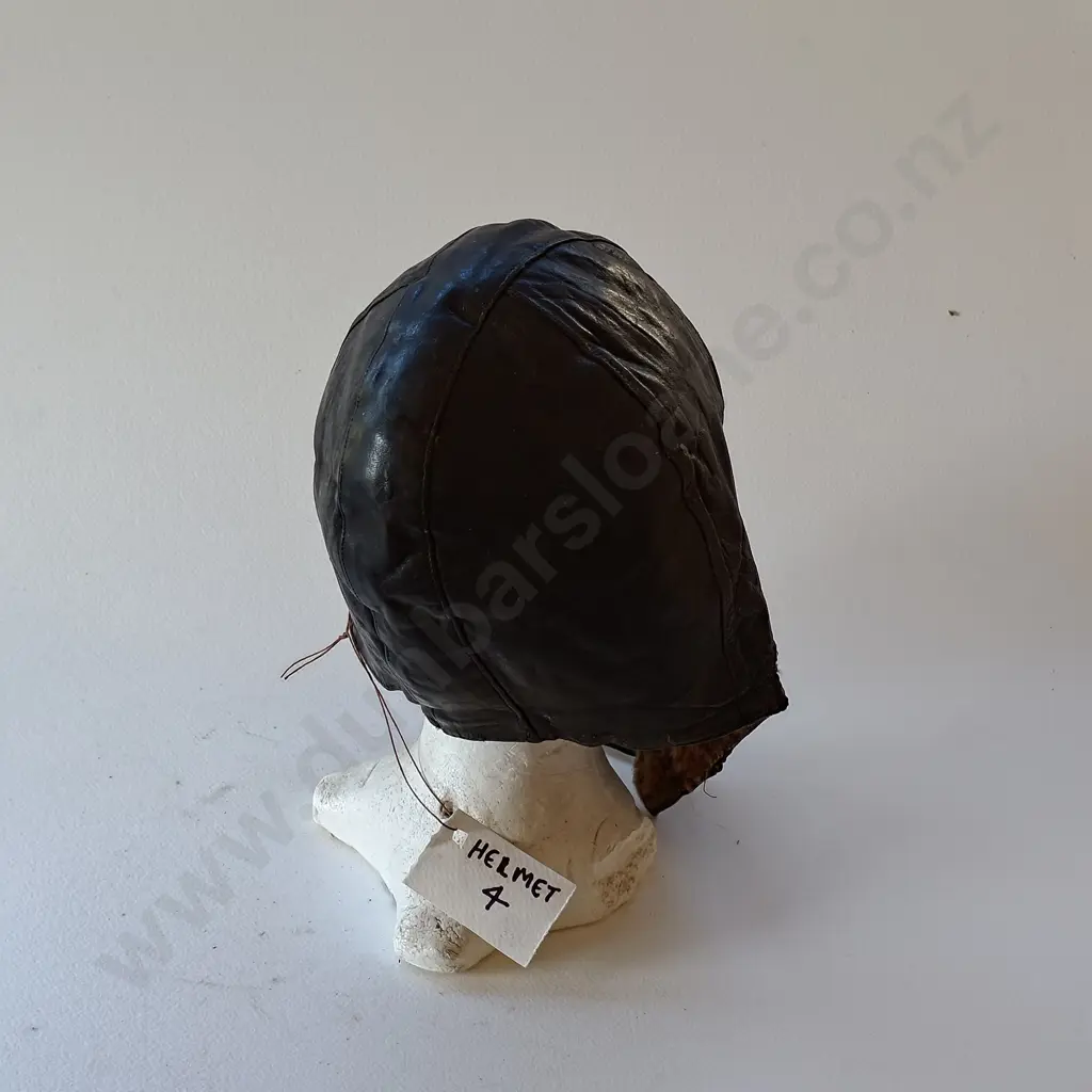 Two Military Leather and Canvas Air Crew Helmets Image 1++
