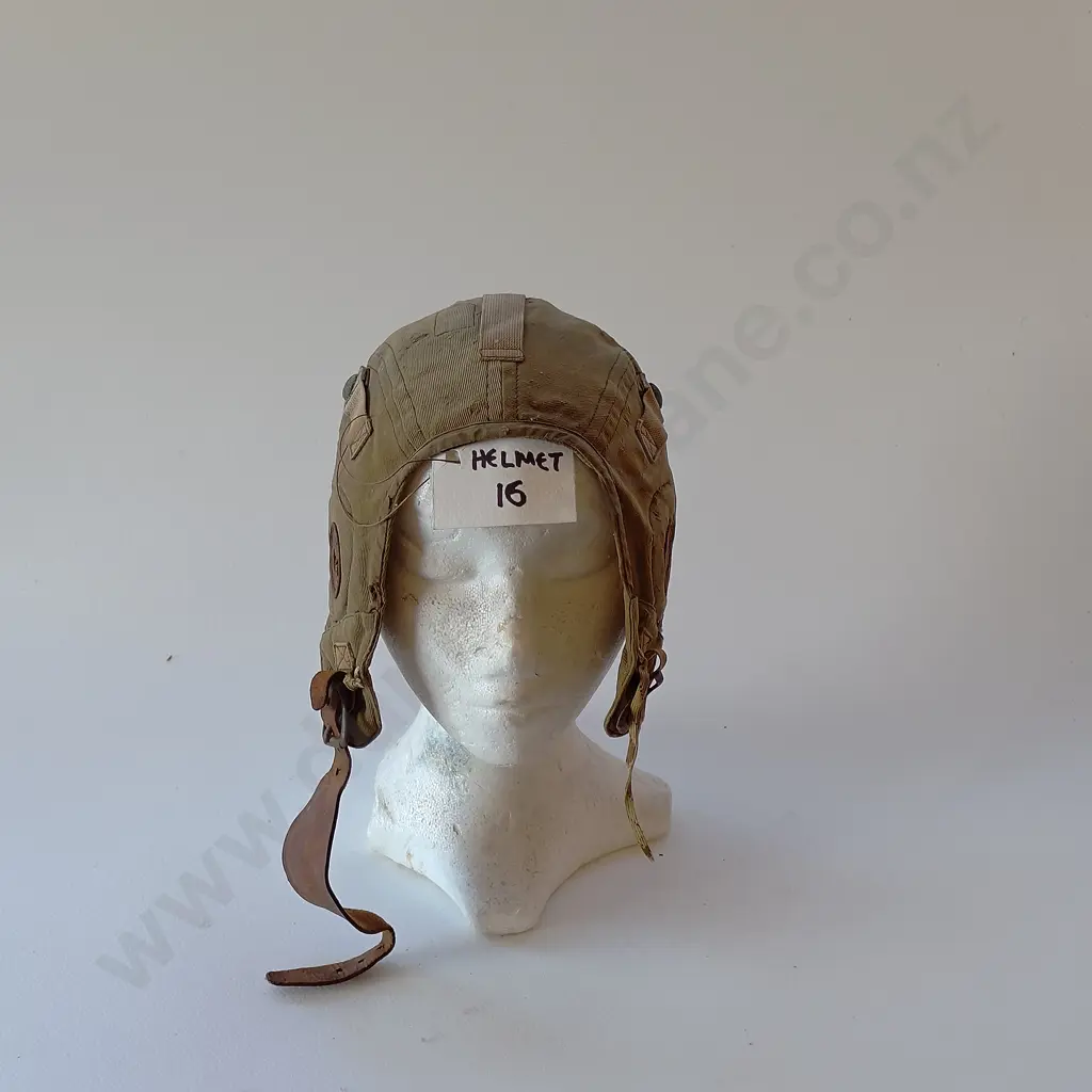 Two Military Leather and Canvas Air Crew Helmets Image 1++