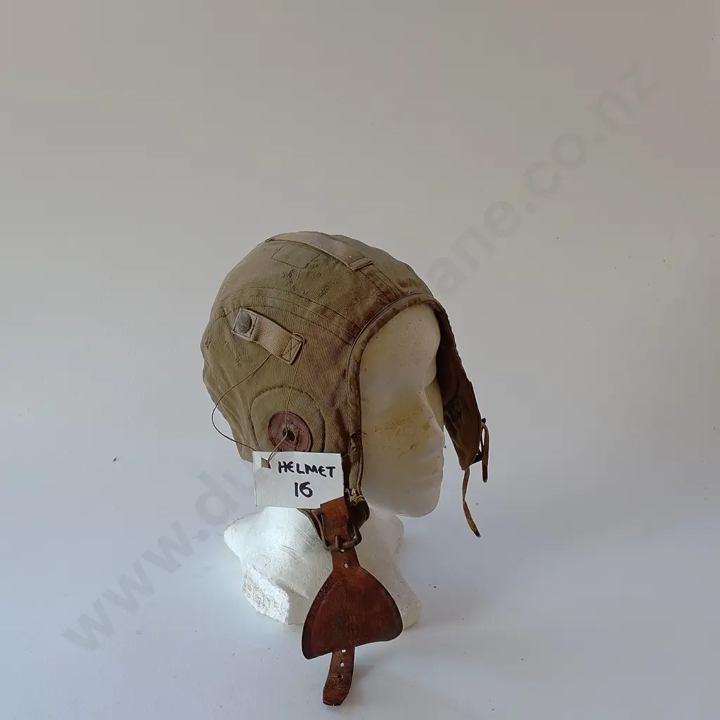 Two Military Leather and Canvas Air Crew Helmets Image 1++