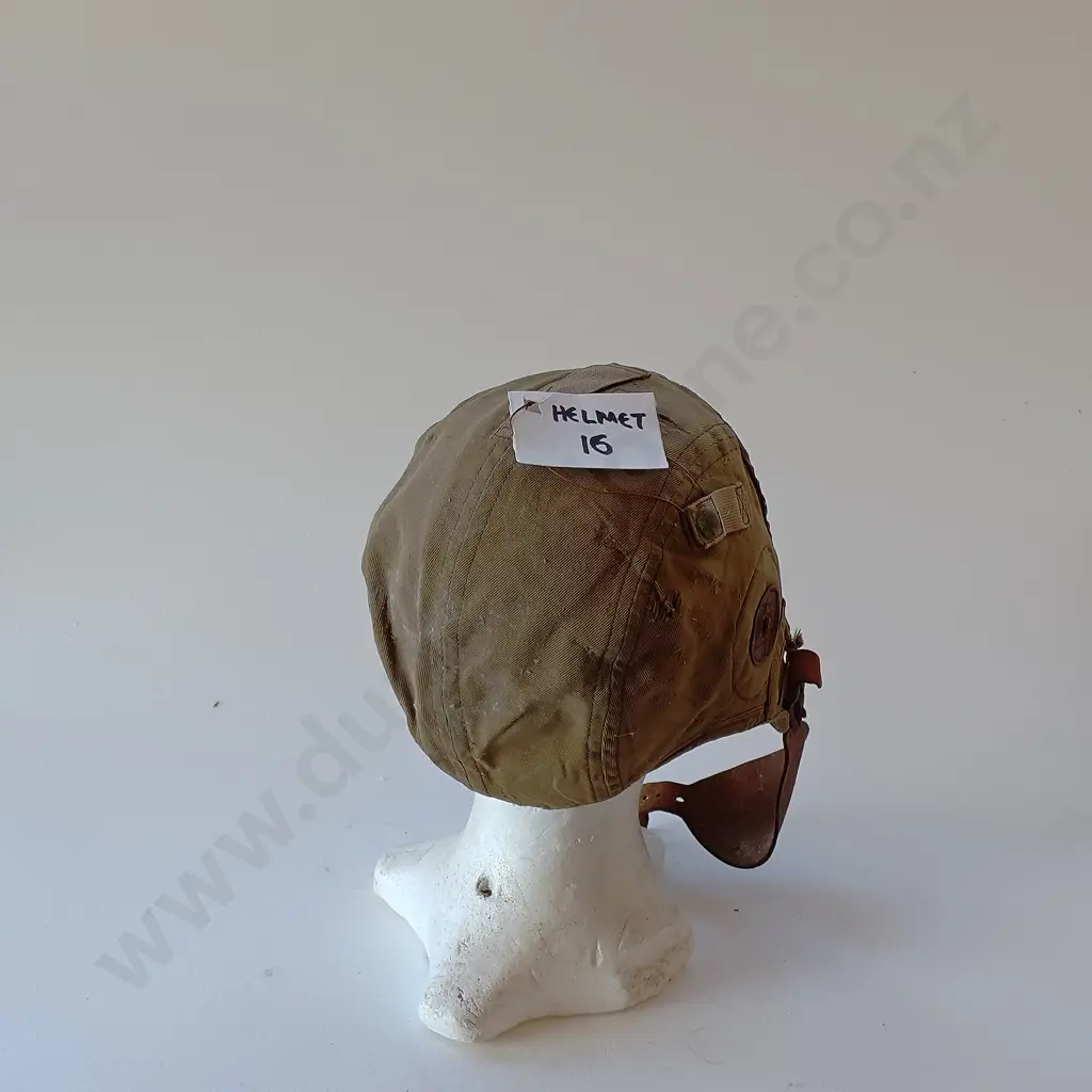 Two Military Leather and Canvas Air Crew Helmets Image 1++