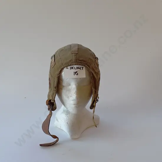 Two Military Leather and Canvas Air Crew Helmets