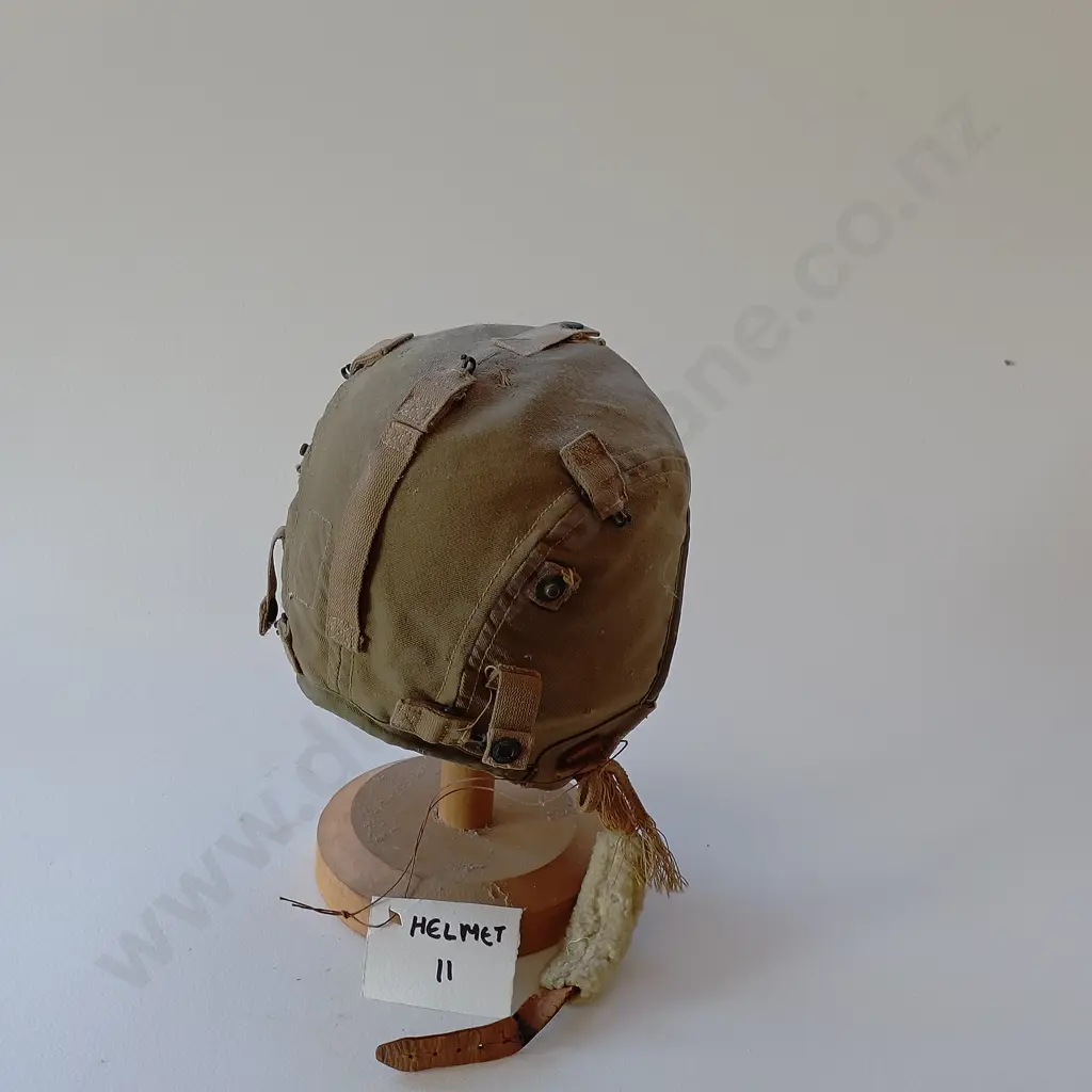 Two Military Leather and Canvas Air Crew Helmets Image 1++