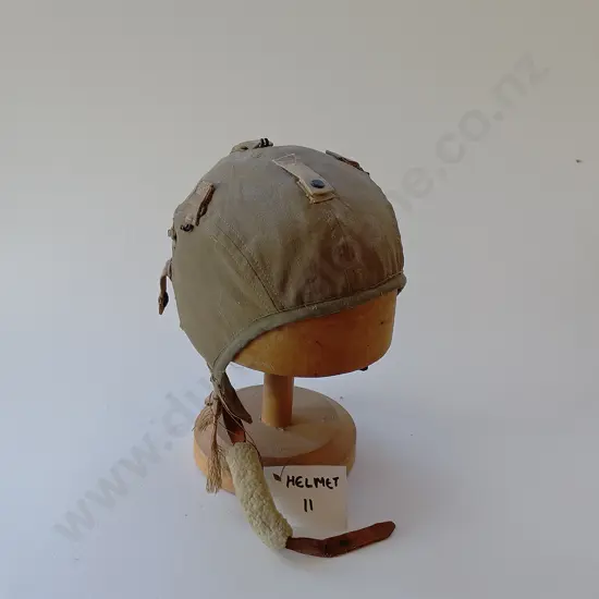 Two Military Leather and Canvas Air Crew Helmets