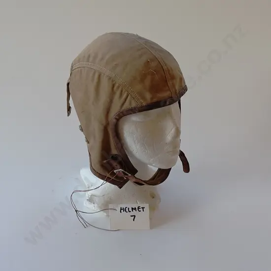 Two Military Leather and Canvas Air Crew Helmets
