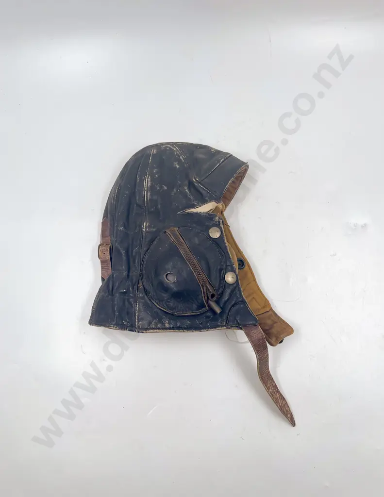 WWII Pilots Leather Helmet and Gas Mask Image 1++