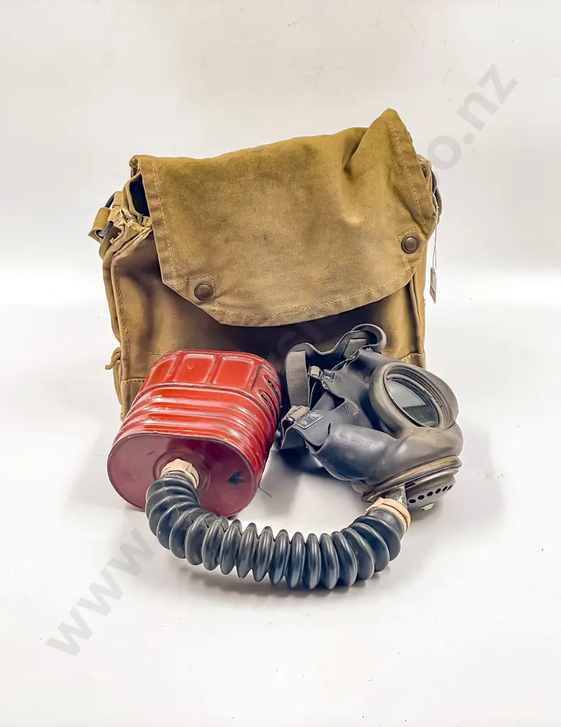 WWII Pilots Leather Helmet and Gas Mask Image 1++