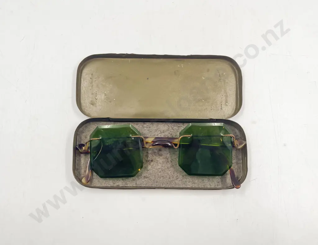Tin Cased Celluloid and Plastic Sun Glasses Image 1++