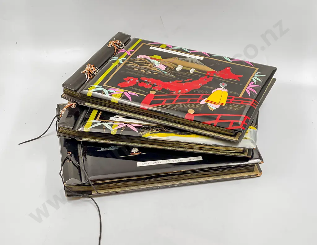 Three Japanese Lacquered Photograph Albums WWII and Post WWII Image 1++