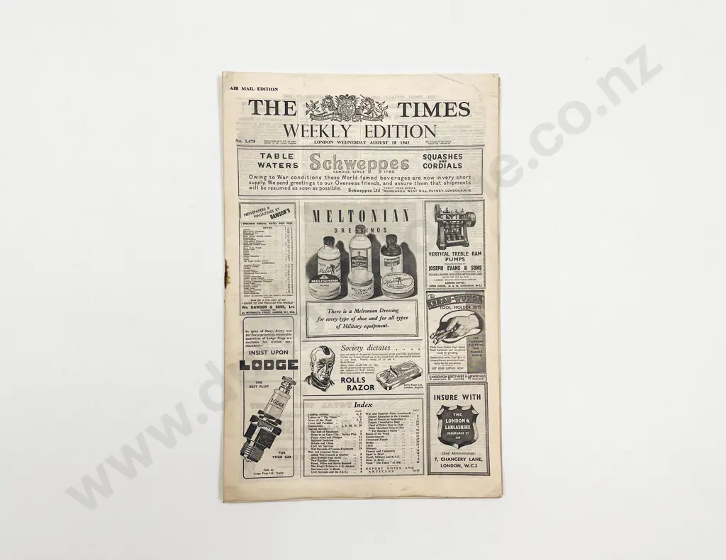 Two Copies The Times Weekly Air Mail Edition 1943 Image 1++