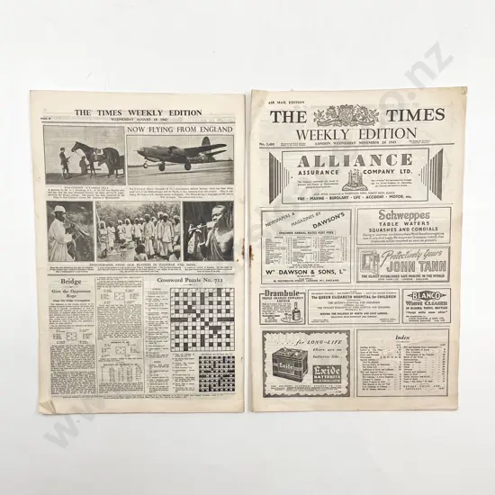 Two Copies The Times Weekly Air Mail Edition 1943