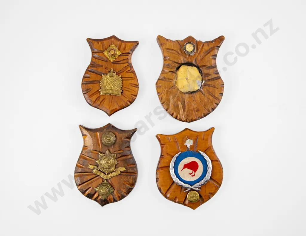 Collection Six Regiment Wall Hanging Shields and Three Handcrafted Shields Image 1++