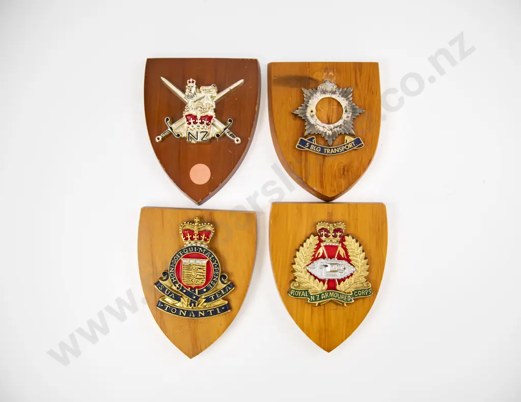 Collection Six Regiment Wall Hanging Shields and Three Handcrafted Shields Image 1++