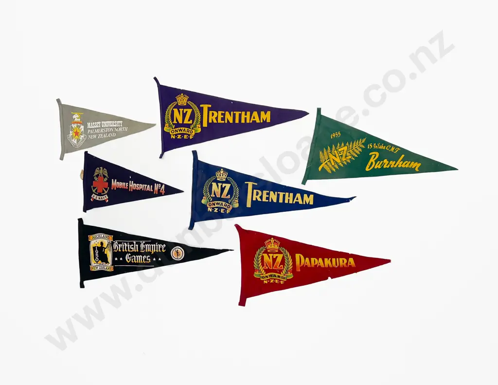 Seven Vintage Souvenir Felt Pennants Image 1++