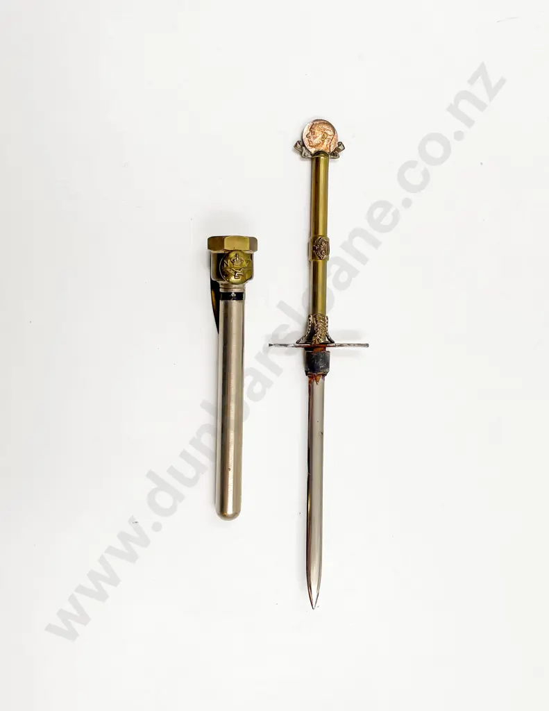 NZ WWII Handcrafted Trench Art Metal Paper Knife Image 1++