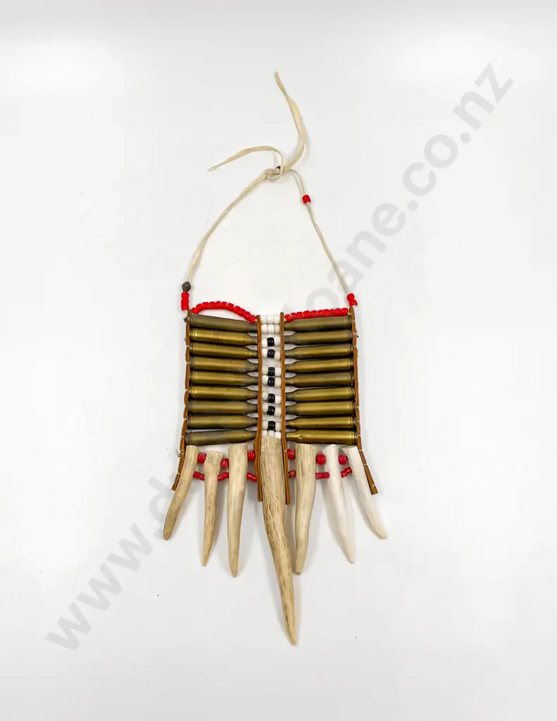 Handmade Native American Bullet Casing Beads and Antler Mans Breastplate Choker Image 1++