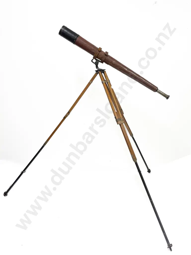 British WWII Ottway & Co Ltd Brass Leather Bound Telescope Image 1++