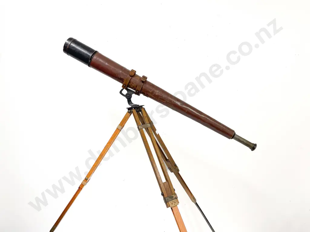 British WWII Ottway & Co Ltd Brass Leather Bound Telescope Image 1++