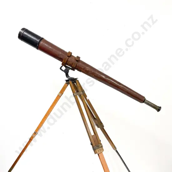 British WWII Ottway & Co Ltd Brass Leather Bound Telescope