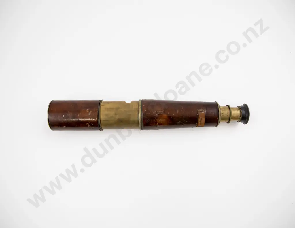 Dated 1916 Military Brass and Leather Bound Two Draw Telescope Image 1++