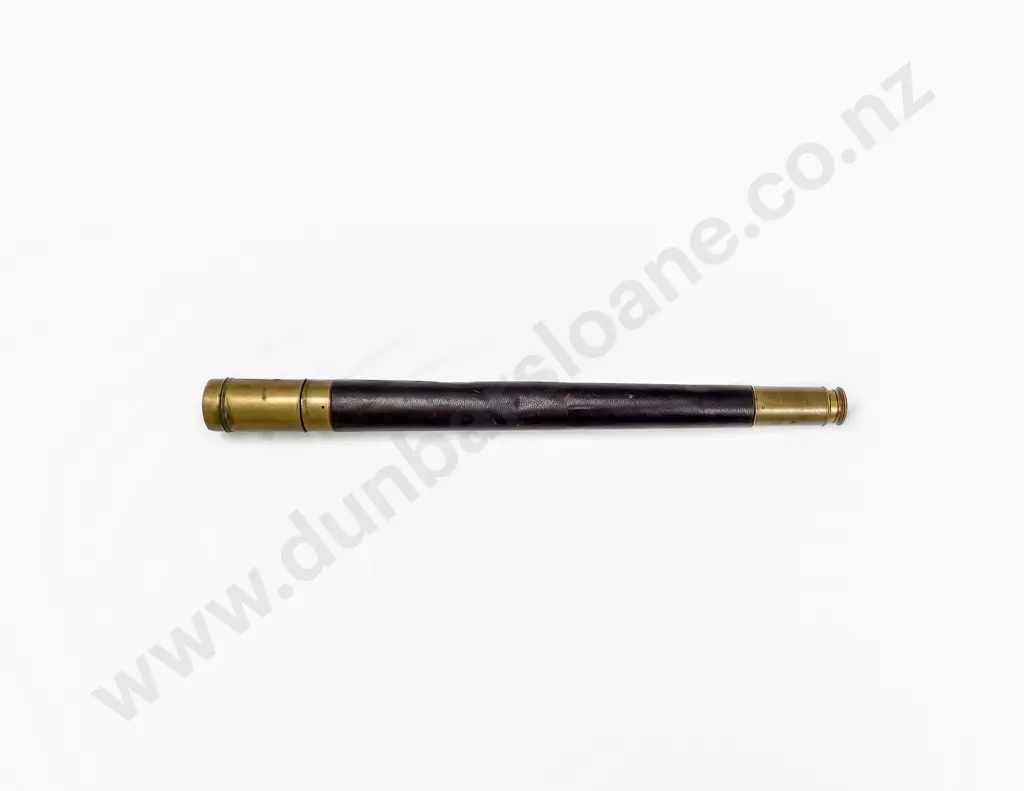 Late C19th Brass and Leather Bound SIngle Draw Telescope Image 1++