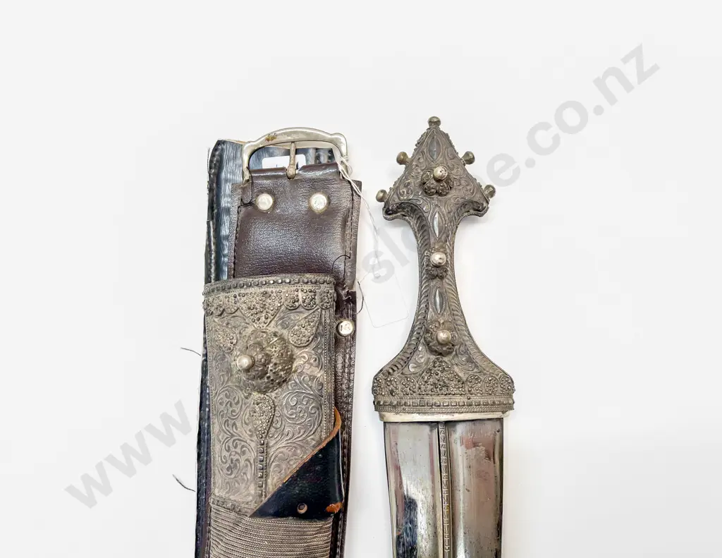 Early C20th Saudi Arabian (Wahhabite) All Silver Mounted Jambiya Dagger Image 1++