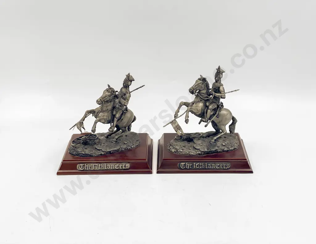 Pair English Martin Duchemin Pewter Figures The 16th and 17th Lancers Image 1++