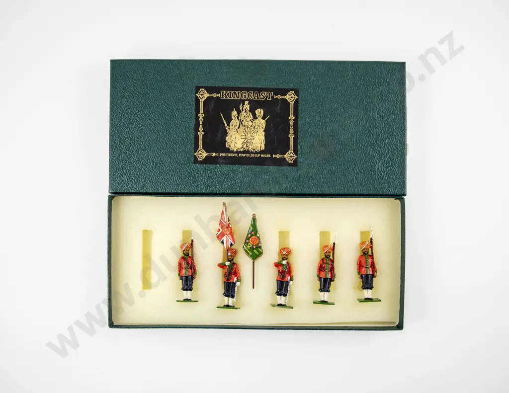 Boxed Kingcast Toy Soldiers by Peter Cowan Wales set BI 27 Indian Sikh Regiment Colour Party Image 1++