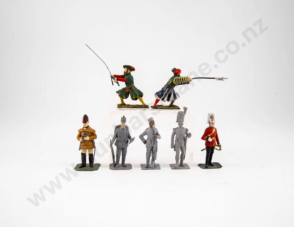 Seven Assorted White Metal Cast Soldiers of Ages painted and unpainted Image 1++