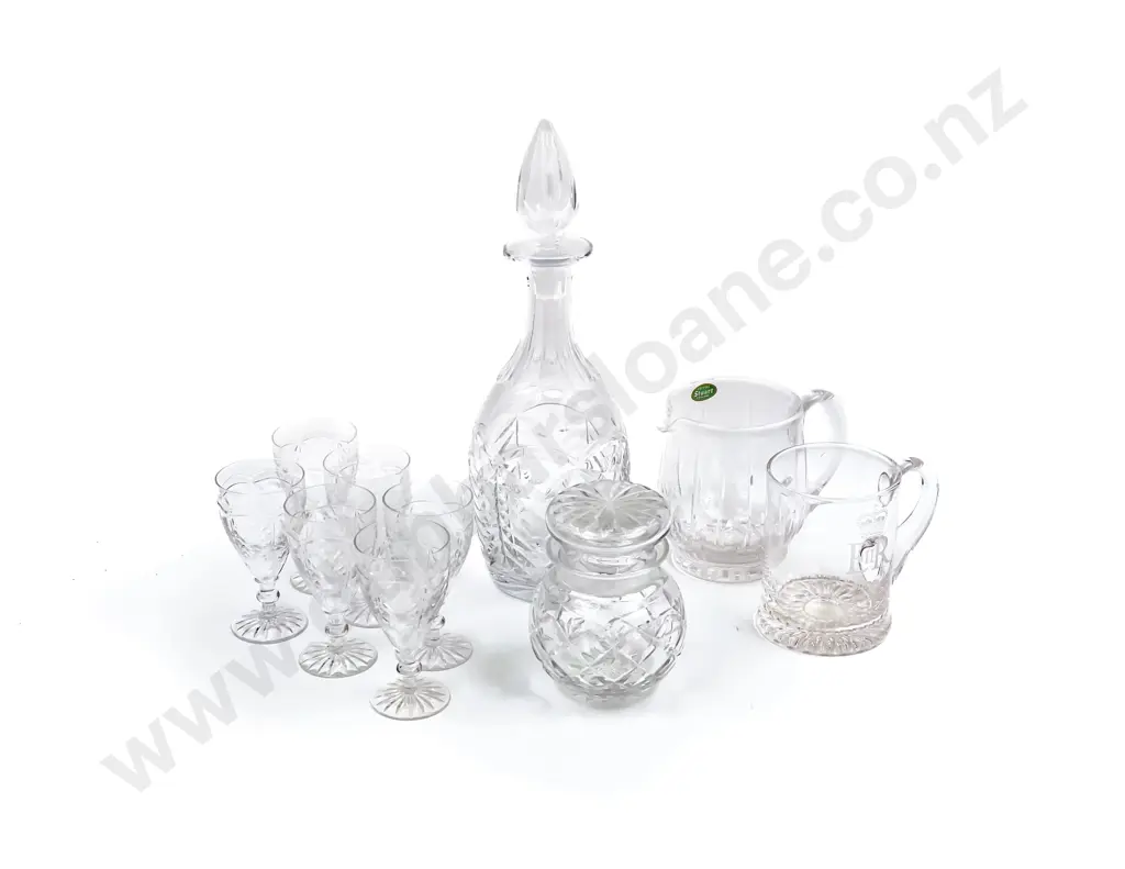 Small Group Crystal incl Stuart Decanter and Six Glasses Image 1++