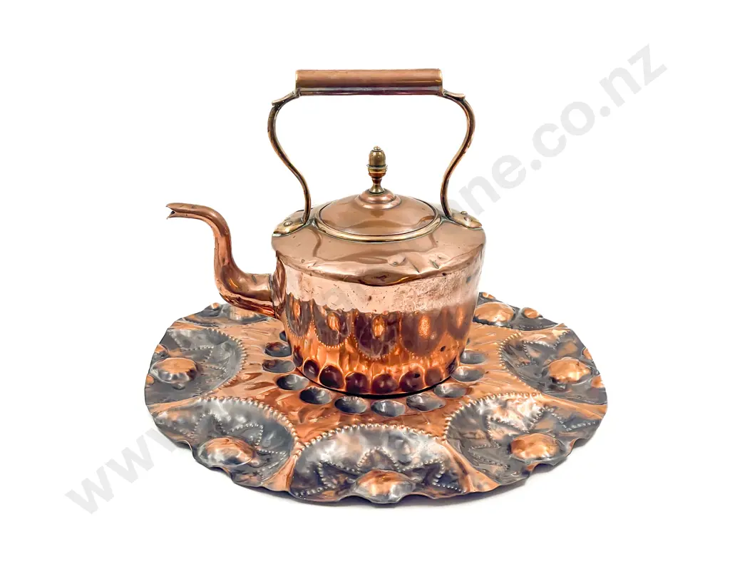 Victorian Copper Kettle and Wall Hanging Image 1++