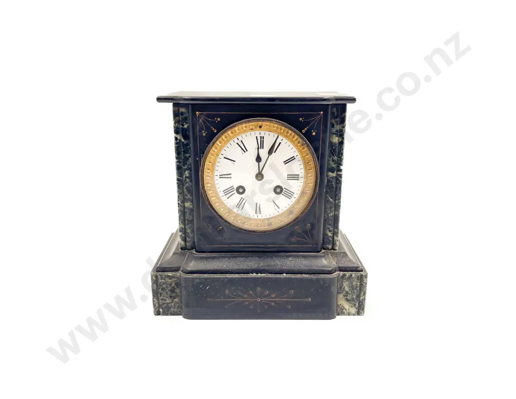 Small Vict Black Slate Mantle Clock Image 1++