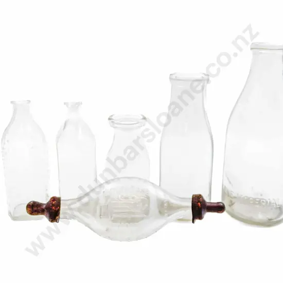 Box of Vintage Baby Feeding Bottles Together With Quantity of Thermometers